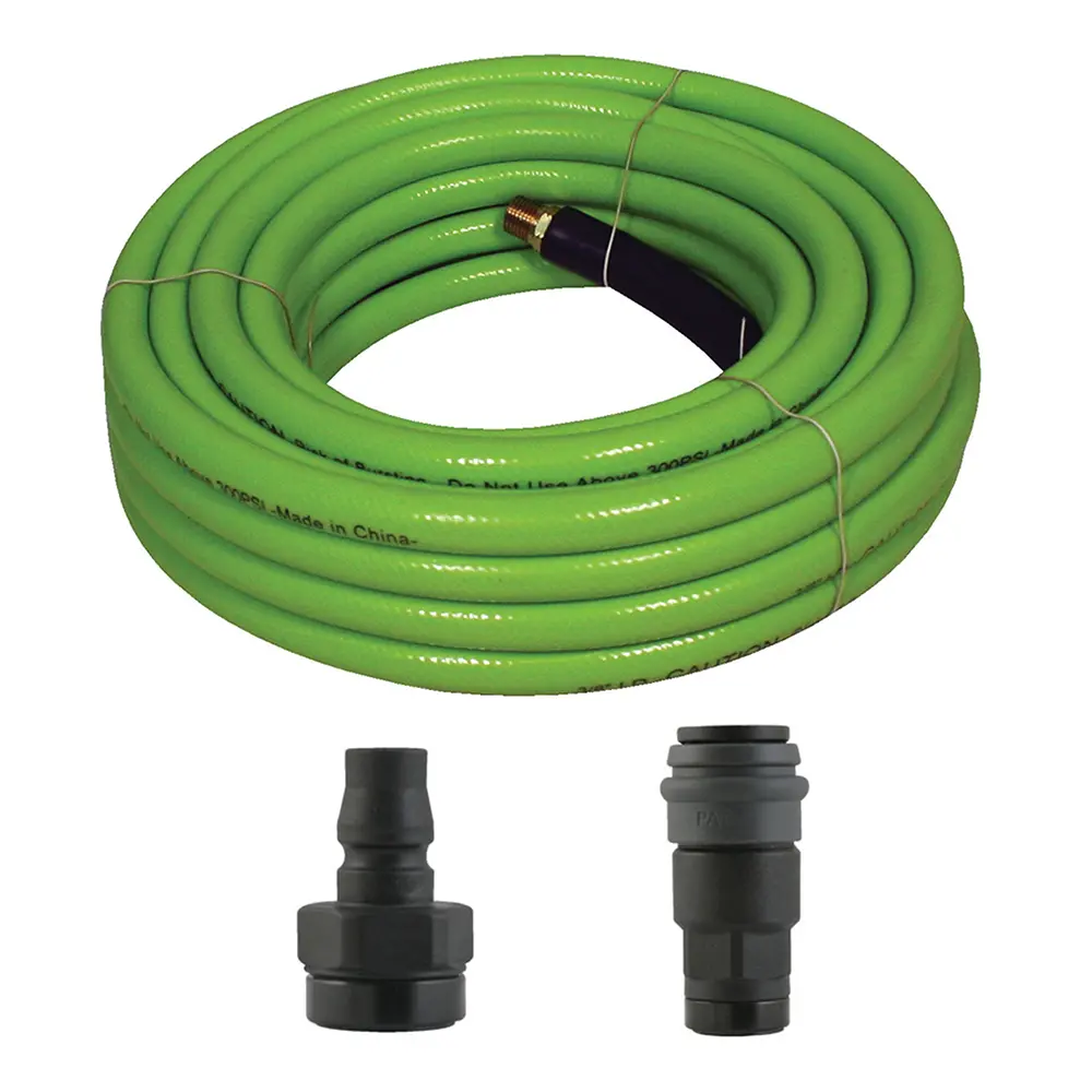 Workquip Flexible Heavy Duty Hose 10M Green With Nylon Fittings 1/4" Bsp Air 1