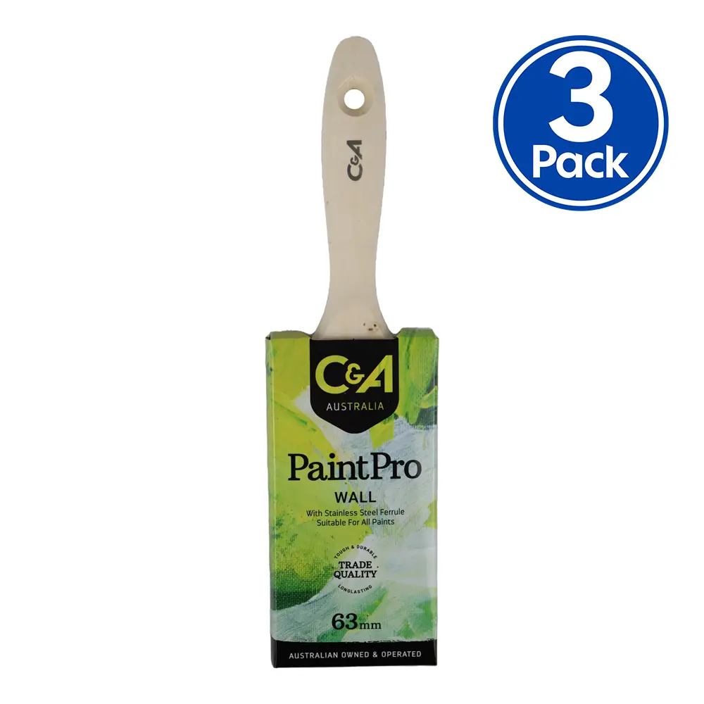 C&A Brushware Paintpro Wall Brush 63Mm X 3 Pack Trade Industrial Commercial 1