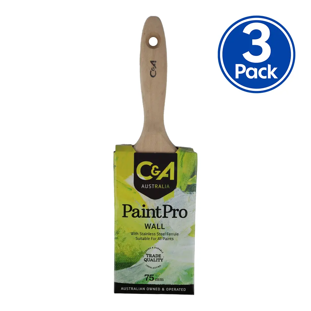 C&A Brushware Paintpro Wall Brush 75Mm X 3 Pack Trade Industrial Commercial 1