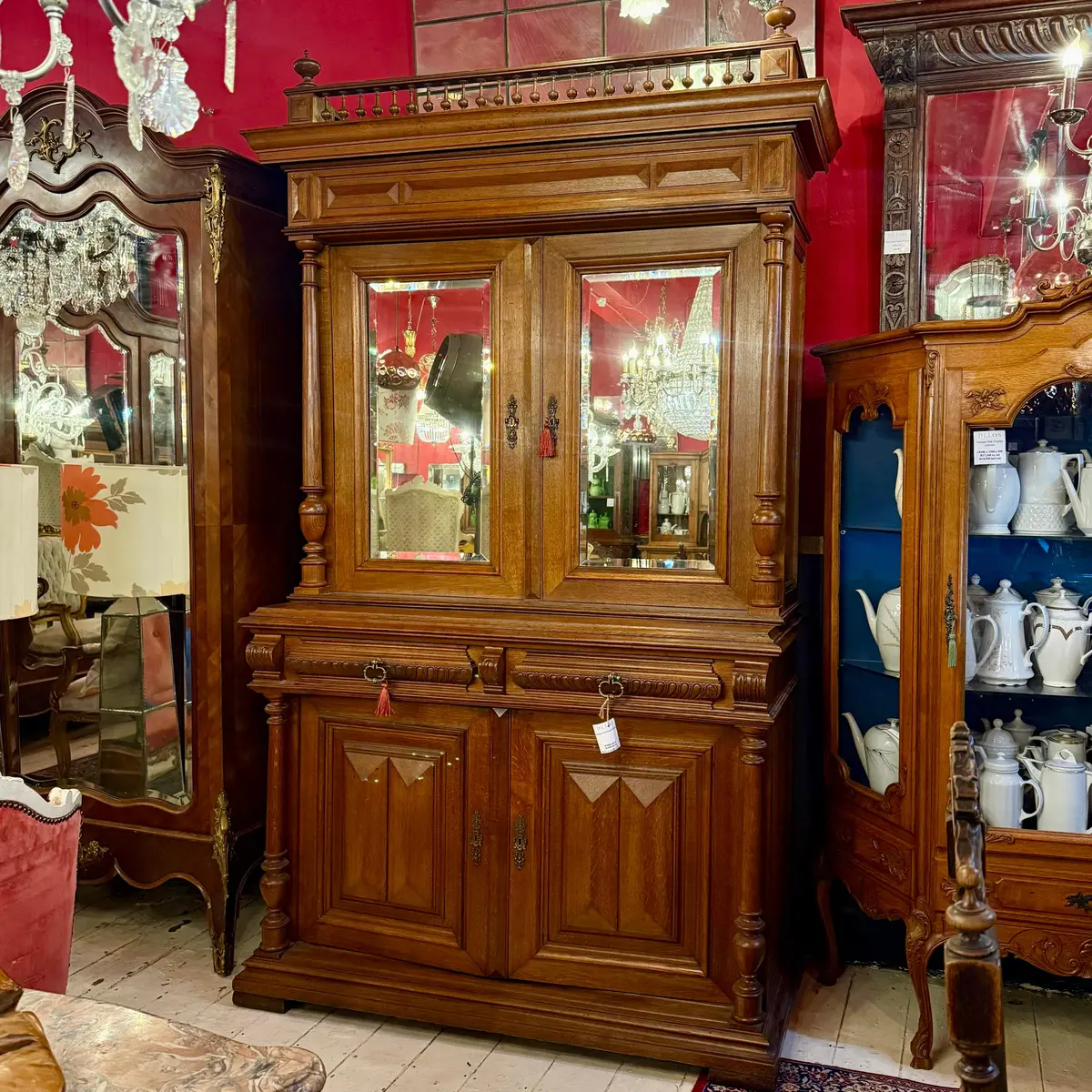 Antique Oak Mirror Cabinet 1