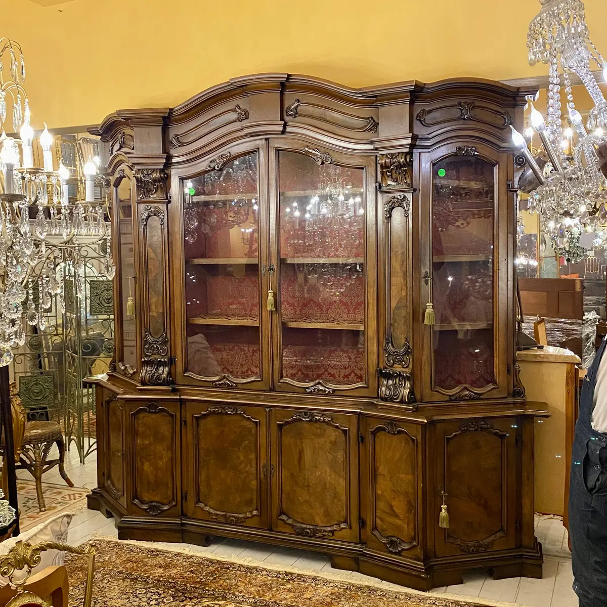 Very Large And Impressive Flame Mahogany Display Cabinet - Sold 1