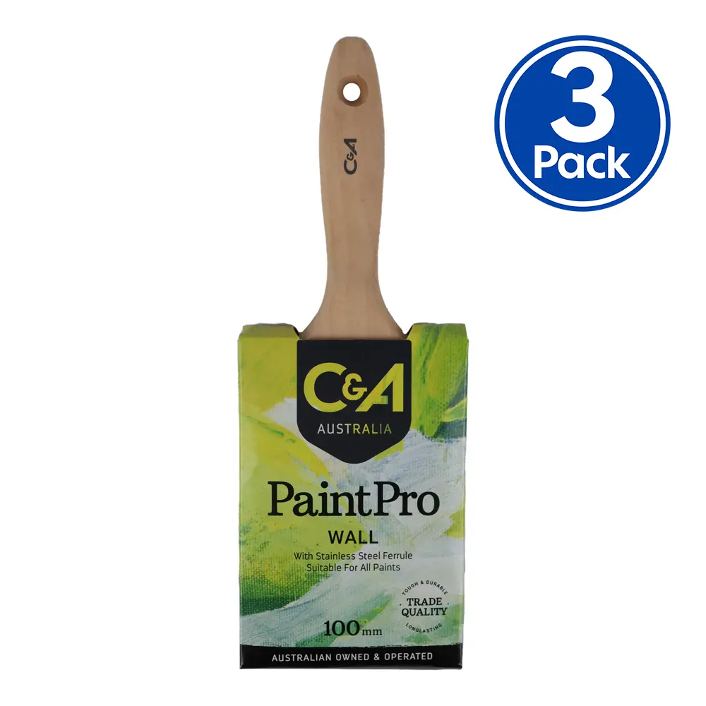 C&A Brushware Paintpro Wall Brush 100Mm X 3 Pack Trade Industrial Commercial 1