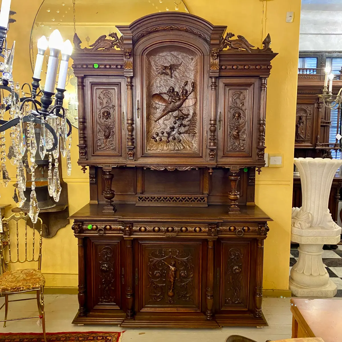 Spectacular Antique French Oak Renaissance Revival Cabinet 1
