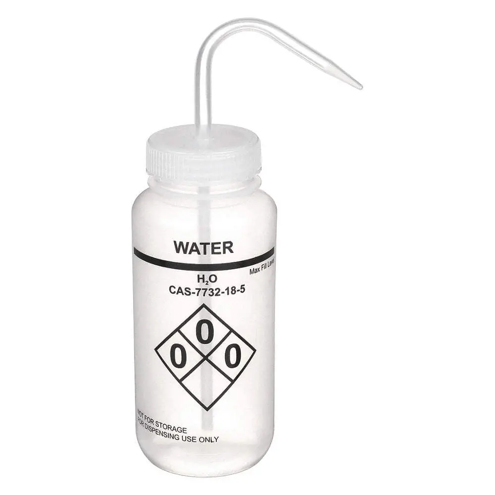 Wash Bottle, Safety Labeled, "Water", 500 Ml 1