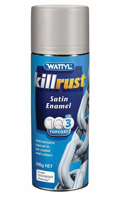 Wattyl Killrust Satin Enamel Spray Paint 300G Aerosol Shale Grey 1
