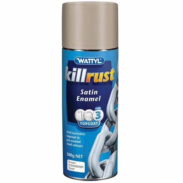 Wattyl Killrust Satin Enamel Spray Paint 300G Aerosol Dune 1