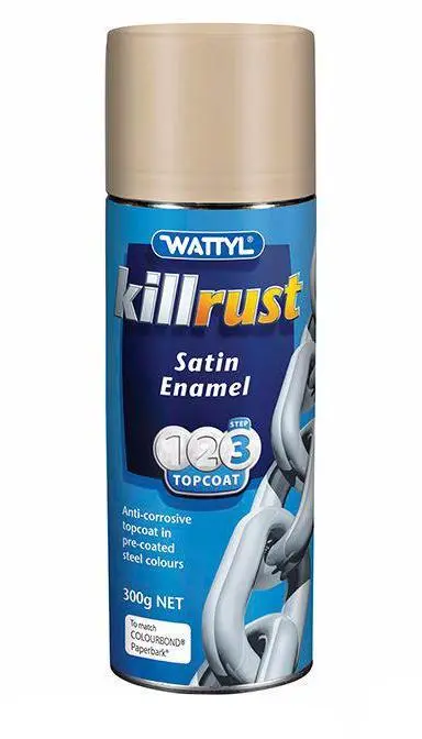 Wattyl Killrust Satin Enamel Spray Paint 300G Aerosol Paperbark 1