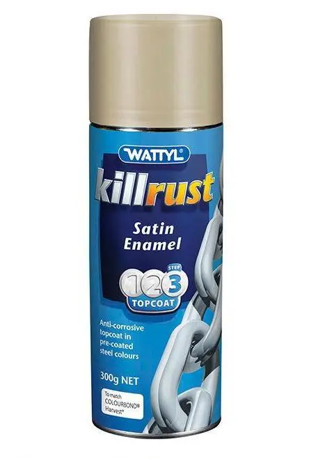 Wattyl Killrust Satin Enamel Spray Paint 300G Aerosol Harvest 1