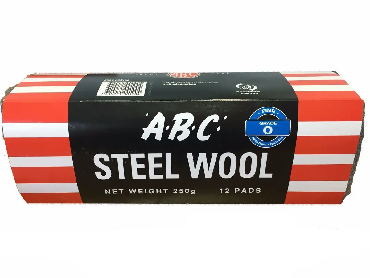 Edco Abc Steel Wool Fine Grade 0 Smoothing & Finishing 250G Pack X 12 Pads 1