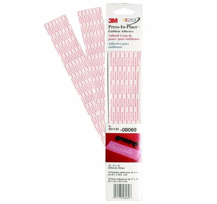 3M 8069 Press-In-Place Emblem Adhesive, 08069, 2 In X 12 In - (10 Per Pack) 1