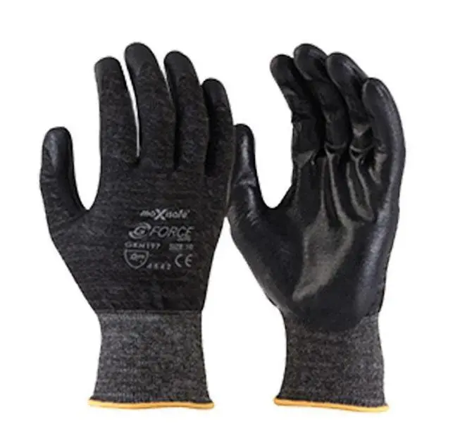 Maxisafe Black Working Gloves Cut Resistant High Density Pu Work Safety 1