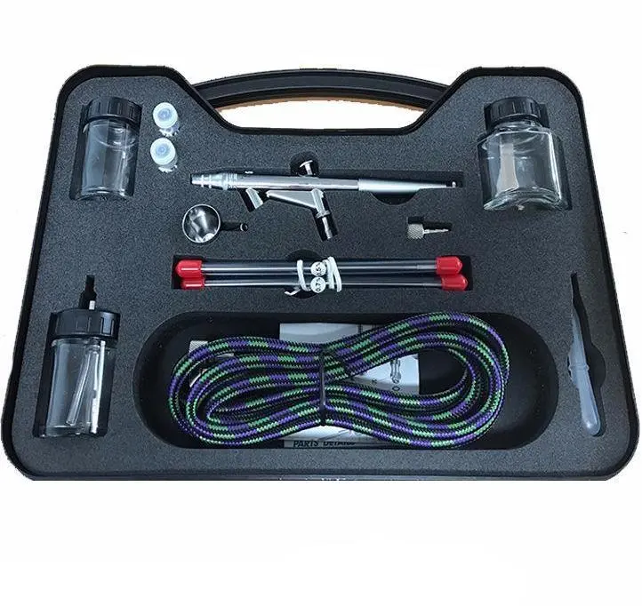 Dual Action Airbrush Suction Paint Kit 0.3Mm, 0.5Mm & 0.7Mm Syphon Touch Up 1