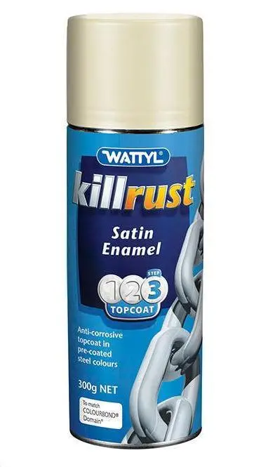 Wattyl Killrust Satin Enamel Spray Paint 300G Aerosol Domain 1