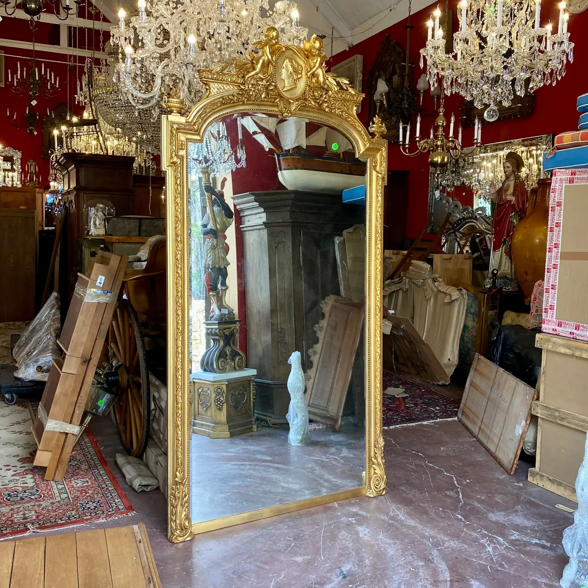 Spectacular Antique French Mirror With Cherubs 2