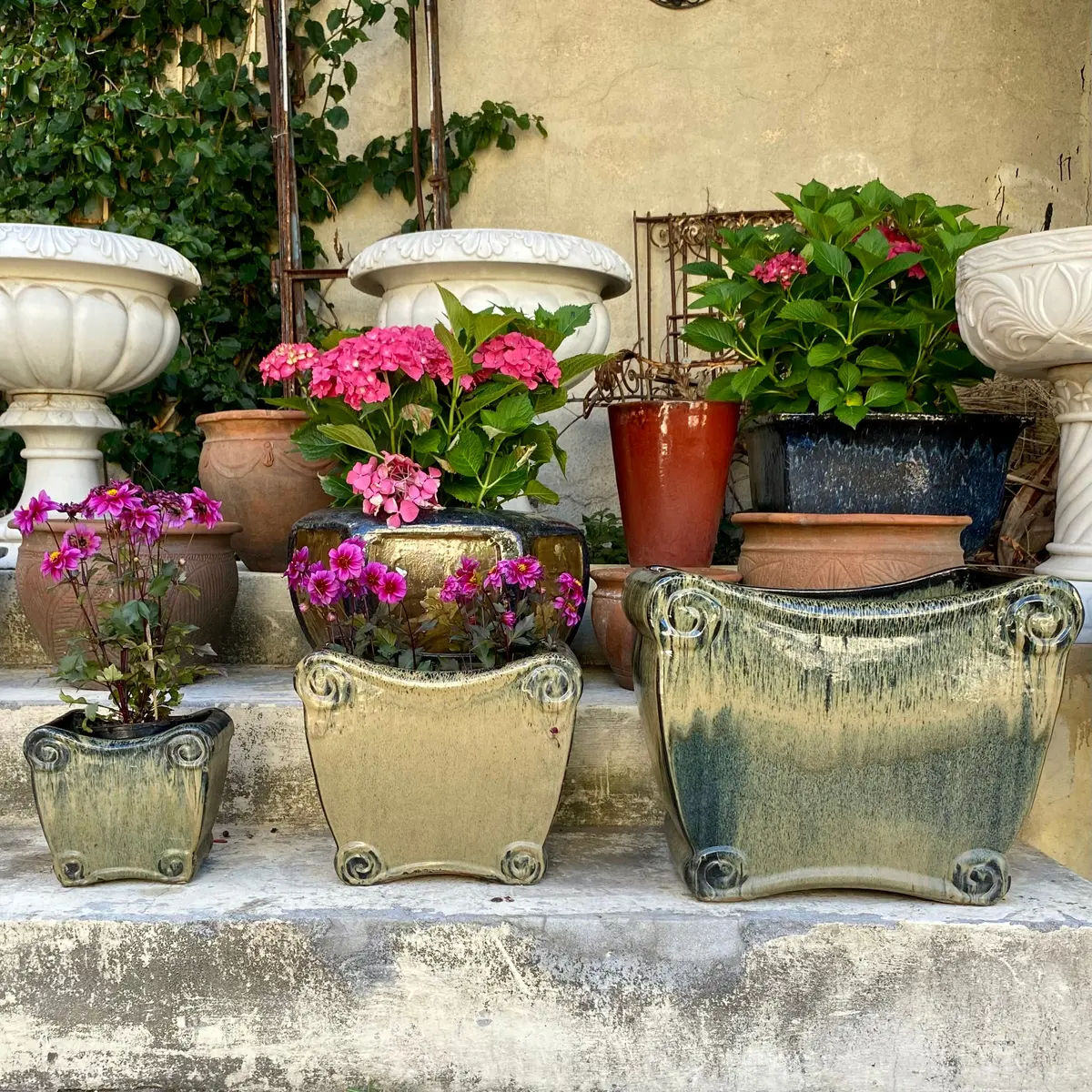 Asian Style Glazed Terracotta Planters 1