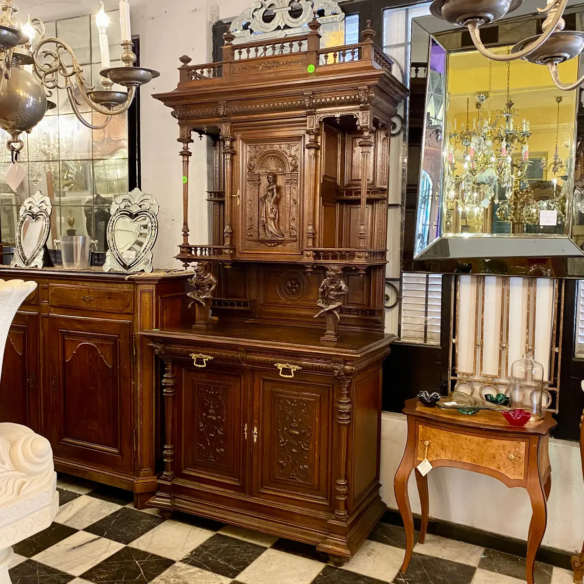 Antique Dark French Oak Cabinets - Sold 1