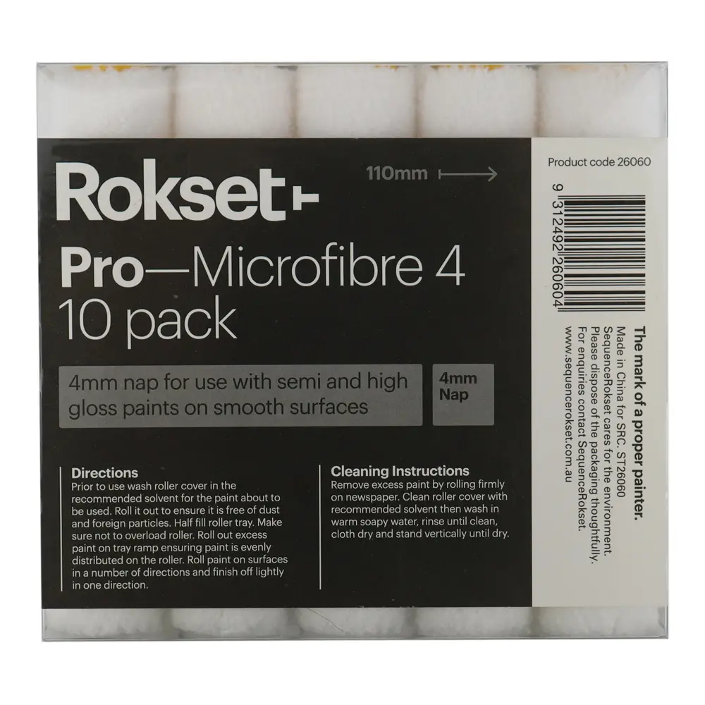 Rokset Pro Microfibre 110Mm Roller Covers 10 Pack 4Mm Nap Marine Industrial Concrete 1