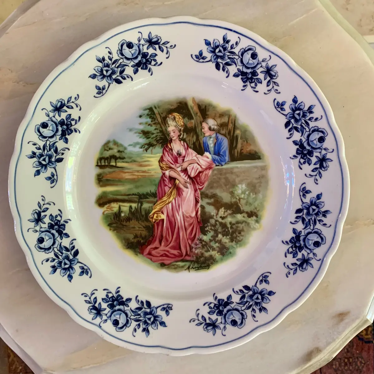 Antique Rococo Scene Decorative Plate 1