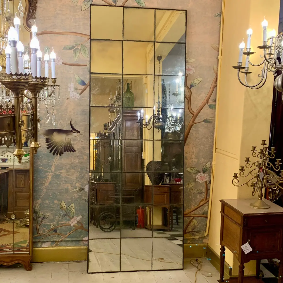 Beautiful Aged Paneled Ballroom Mirror 1