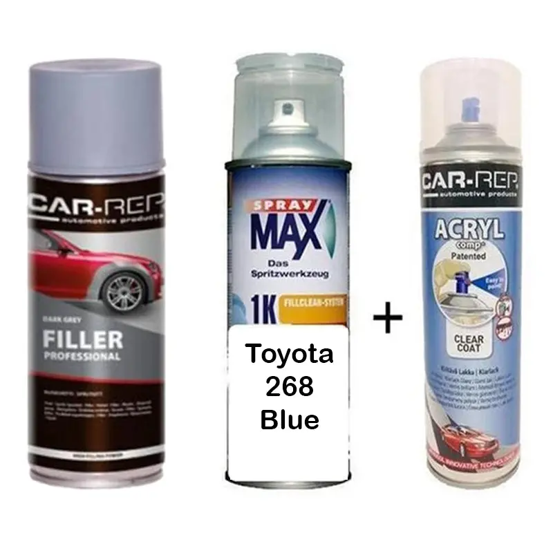 Auto Touch Up Paint For Toyota 268 Blue Plus 1K Clear Coat & Primer 1