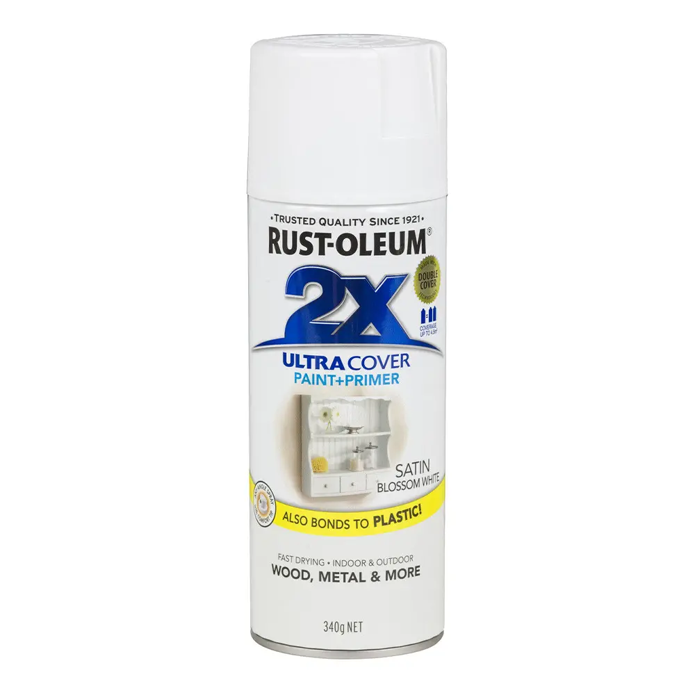 Rust-Oleum 2X Satin Paint & Primer Spray Paint 340G Blossom White 1