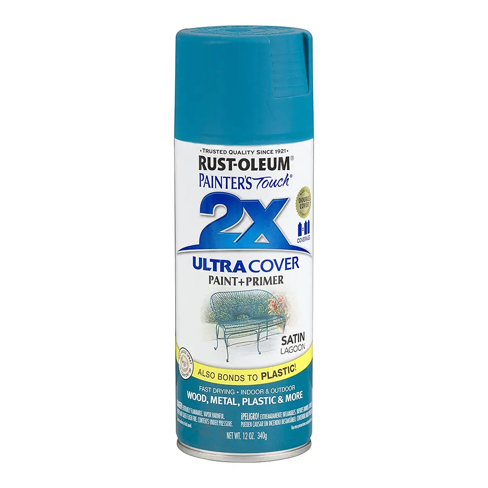 Rust-Oleum 2X Ultra Cover Satin Paint & Primer Spray Paint 340G Lagoon Blue 1