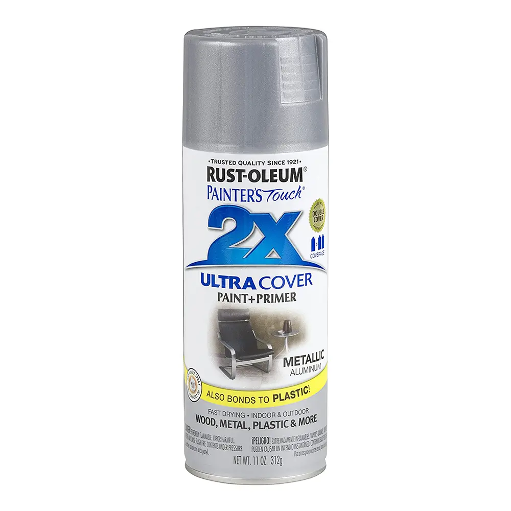 Rust-Oleum 2X Gloss Paint & Primer Spray Paint 340G Metallic Aluminium 1