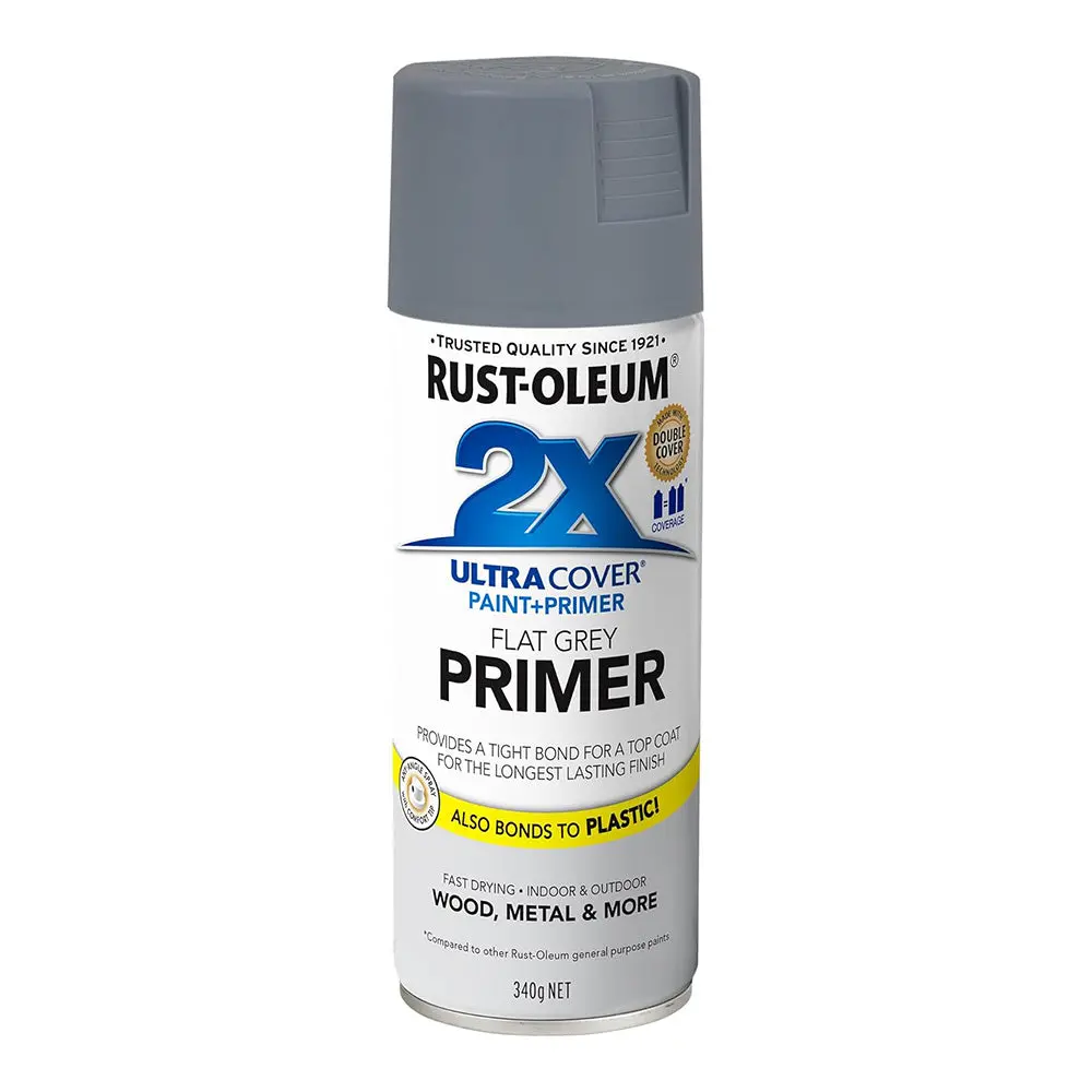 Rust-Oleum 2X Ultra Cover Flat Primer Spray Paint 340G Flat Grey 1