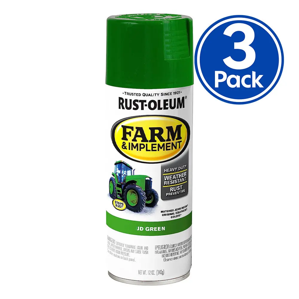 Rust-Oleum Farm Equipment Spray Paint John Deere Green 340G Aerosol X 3 Pack 1