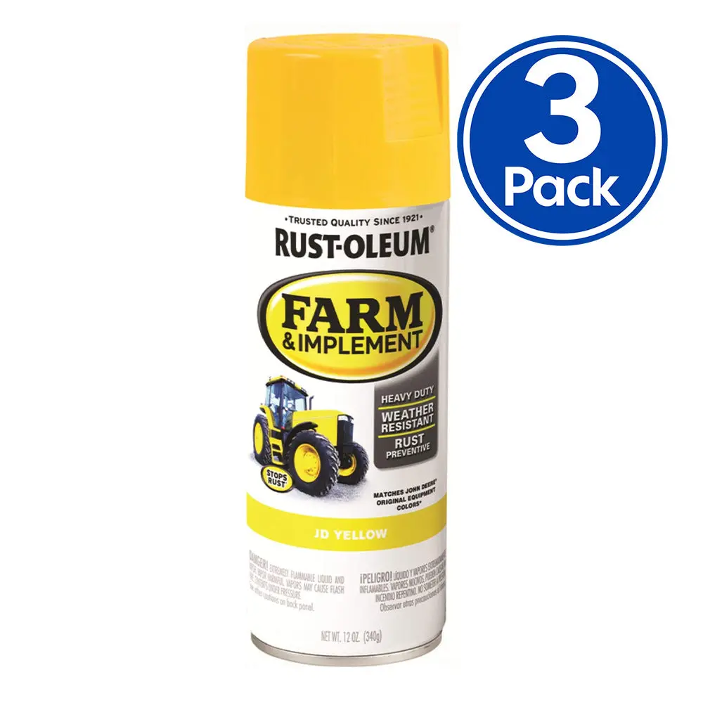 Rust-Oleum Farm Equipment Spray Paint John Deere Yellow 340G Aerosol X 3 Pack 1