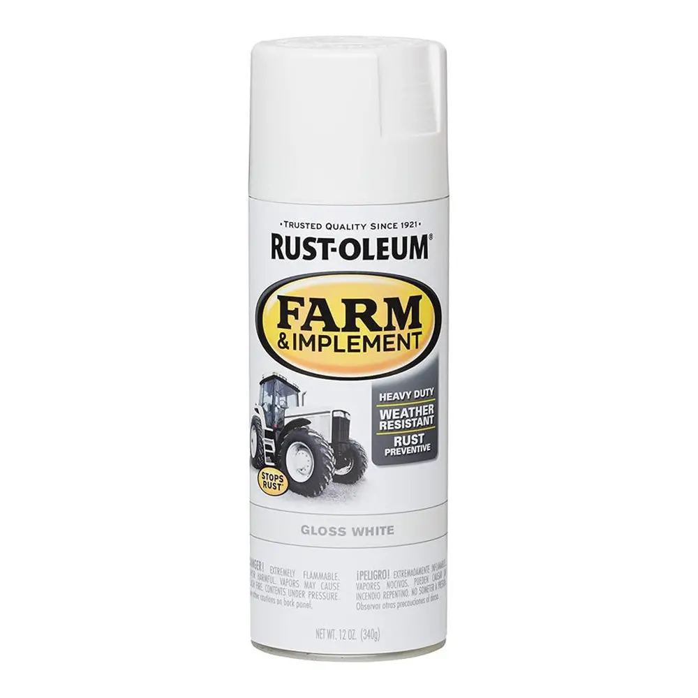 Rust-Oleum Farm Equipment Spray Paint Gloss White 340G Aerosol 1