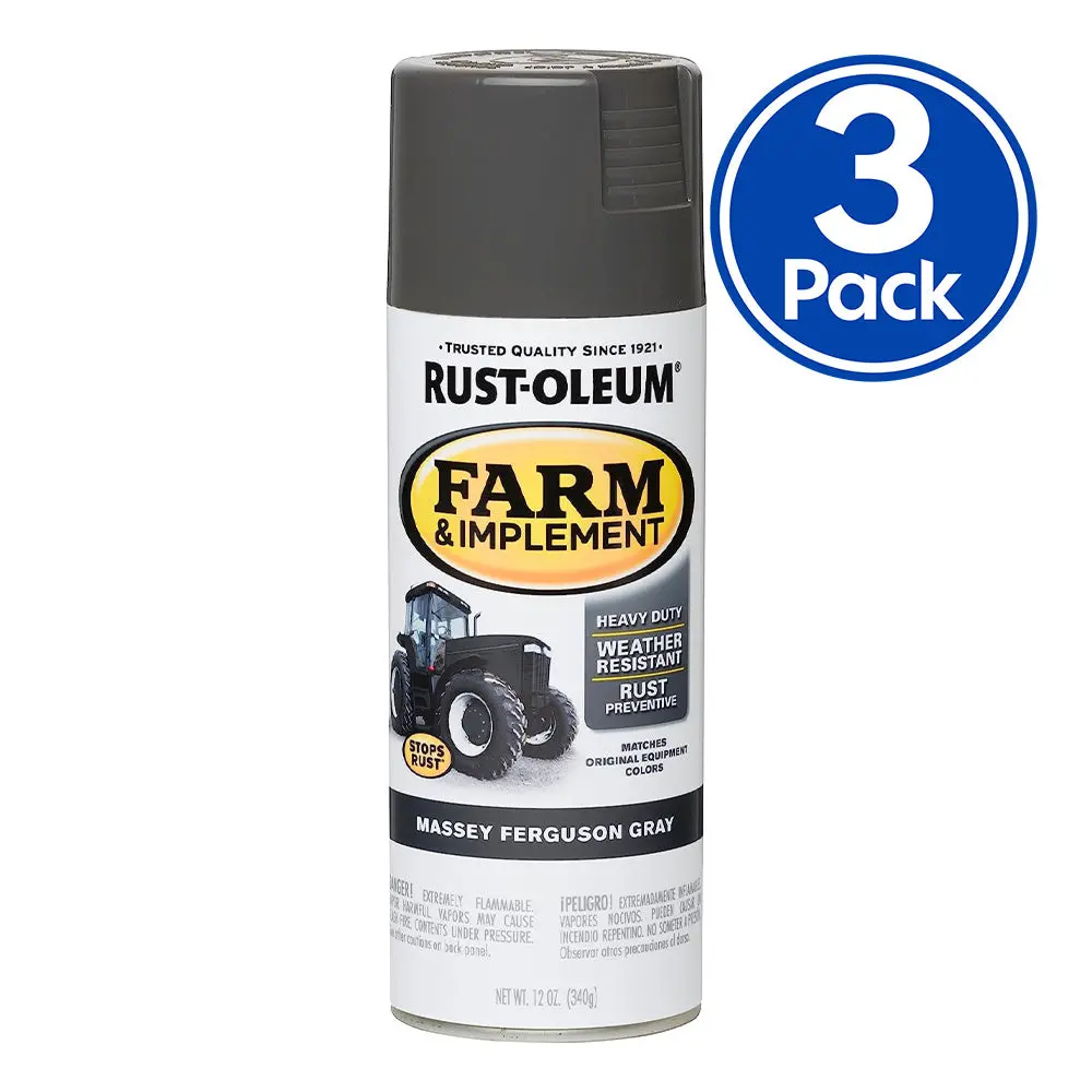 Rust-Oleum Farm Equipment Spray Paint Massey Ferguson Grey 340G Aerosol X 3 Pack 1