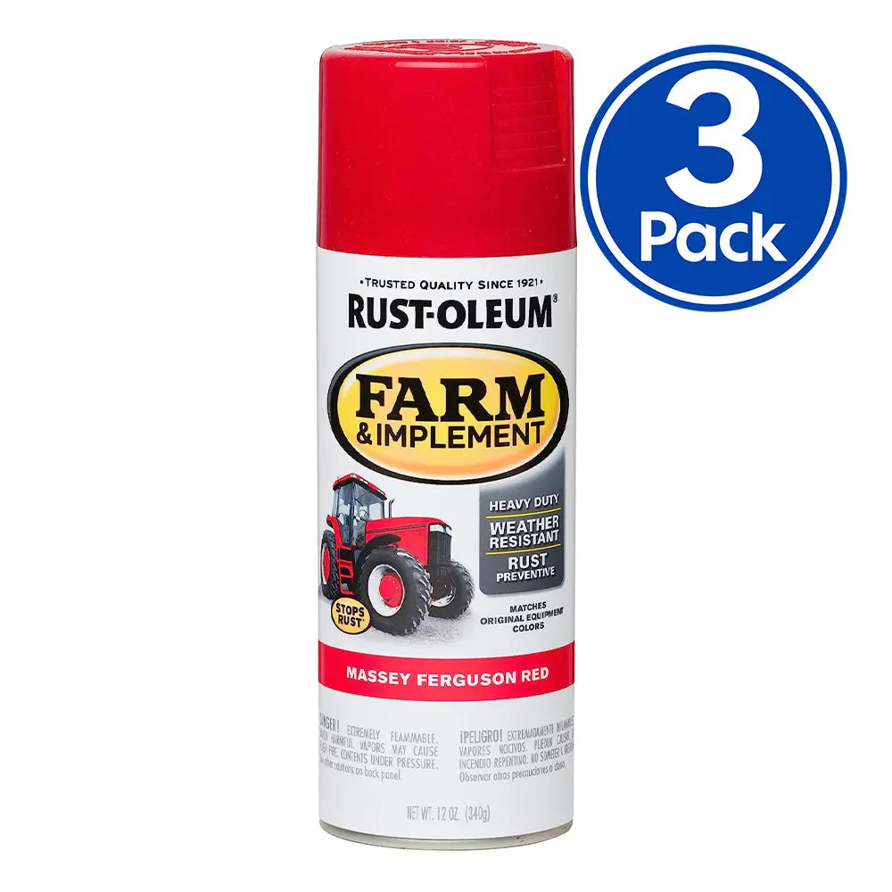 Rust-Oleum Farm Equipment Spray Paint Massey Ferguson Red 340G Aerosol X 3 Pack 1