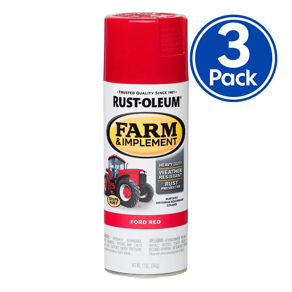 Rust-Oleum Farm Equipment Spray Paint Ford Red 340G Aerosol X 3 Pack 1