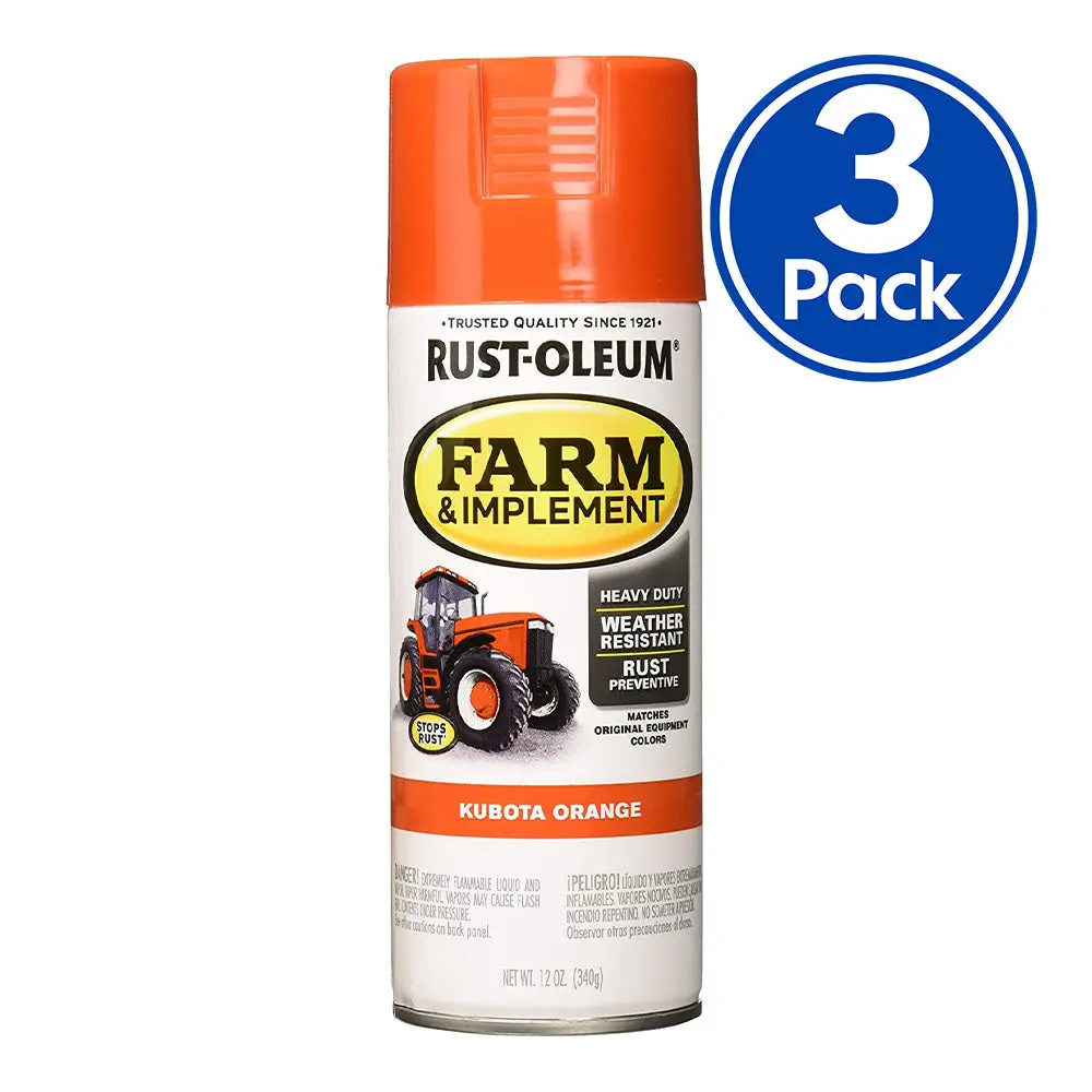 Rust-Oleum Farm Equipment Spray Paint Kubota Orange 340G Aerosol X 3 Pack 1