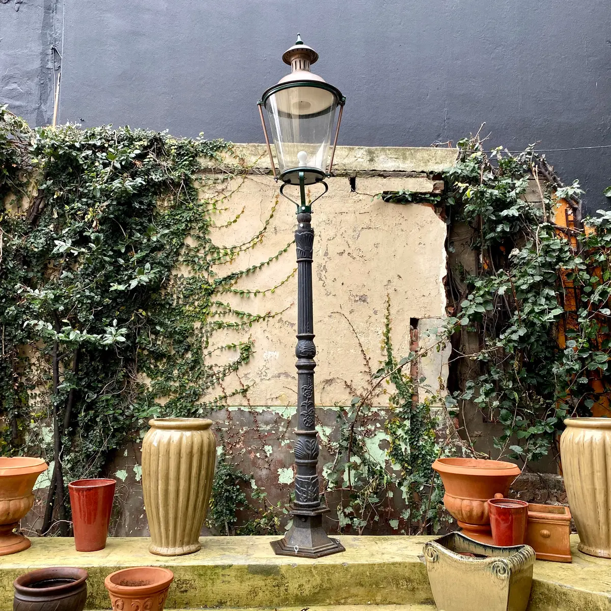 Vintage Steel & Perspex Lamp With Cast Iron Base - Sold 1