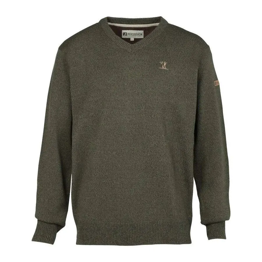 Percussion V-Neck Hunting Sweater - Khaki 1