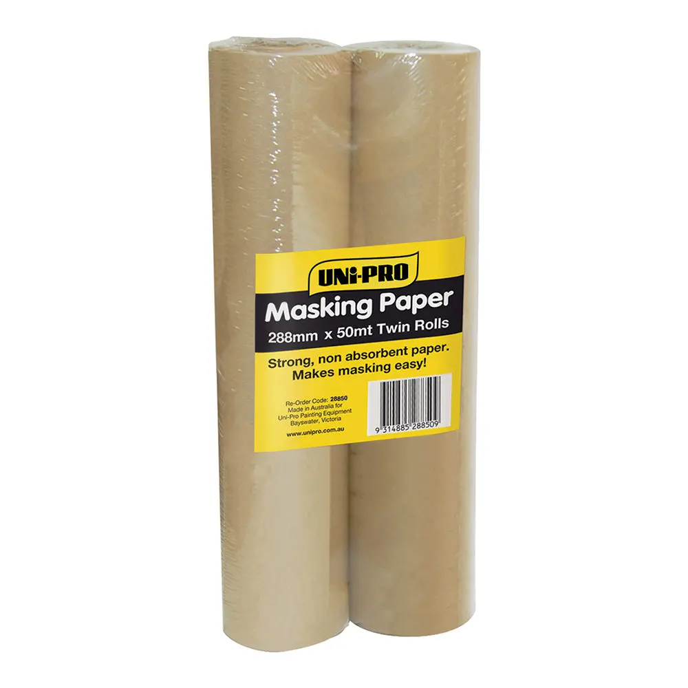 Uni-Pro Masking Paper Rolls 288Mm X 50M Twin Pack Painting Rendering Paint 1