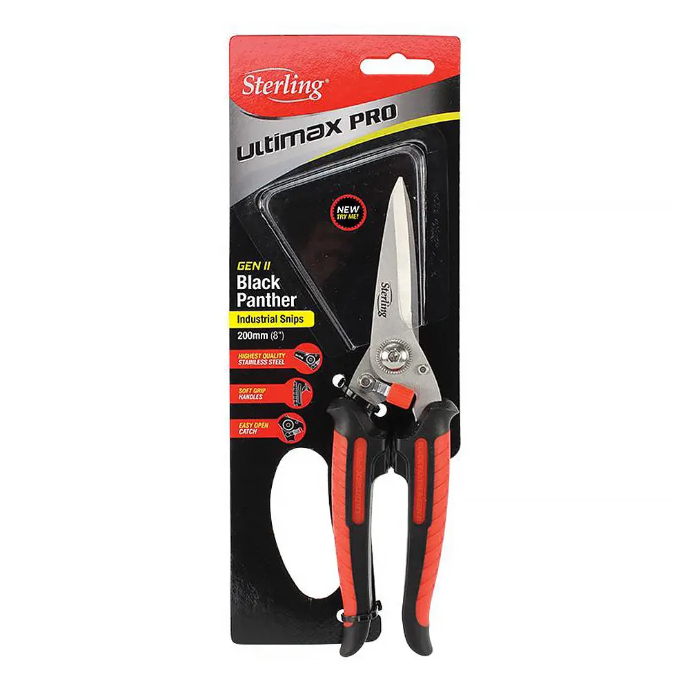 Sterling Black Panther Gen Ii 8" 200Mm High Tensile Snips Stainless Steel Red 1