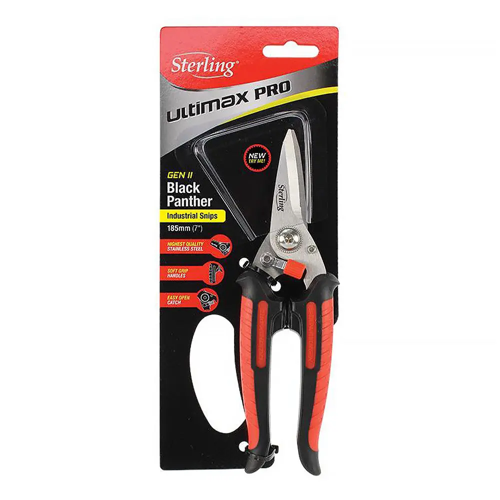 Sterling Black Panther Gen Ii 185Mm High Tensile Snips Stainless Steel Red 1