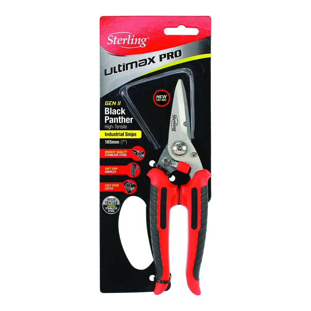Sterling Black Panther Gen Ii 185Mm High Tensile Snips Stainless Steel Red 1