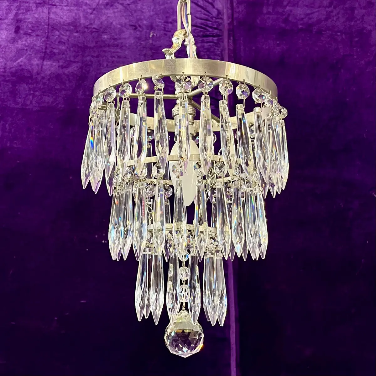 Small Polished Nickel Waterfall Chandelier 1