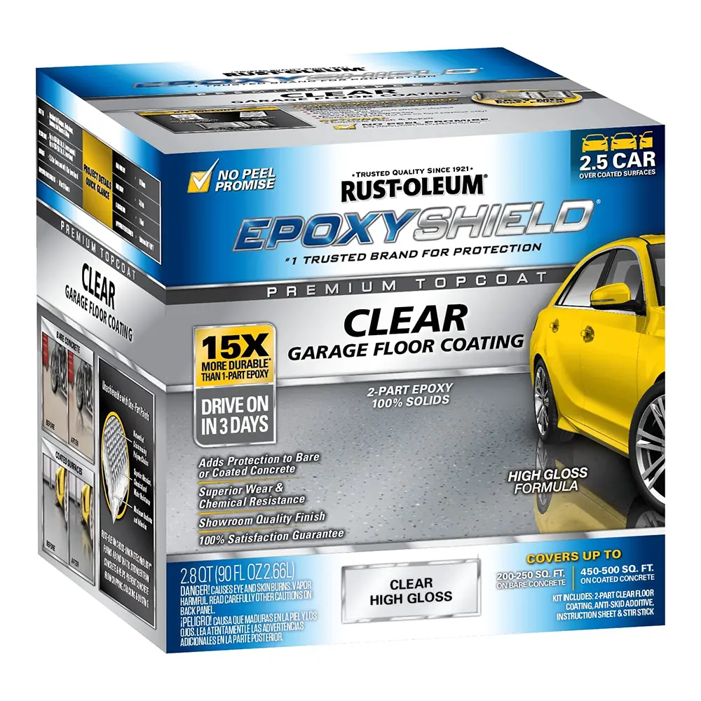 Rustoleum Epoxyshield Garage Floor Coating 2.66L Kit High Gloss Clear Concrete Sealer 1
