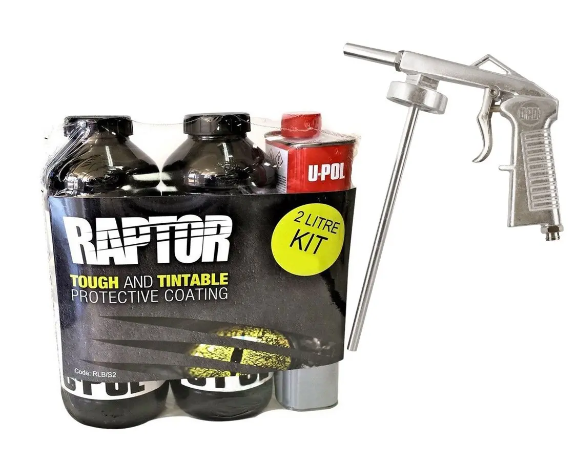 U-Pol Raptor Tintable Tough Protective Coating Tub/Bed Liner Kit 2L + Schutz Gun 1