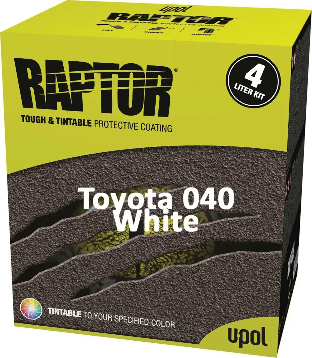 U-Pol Raptor Tintable For Toyota 040 White Protective Coating Tub/Bed Liner Kit 4L 1