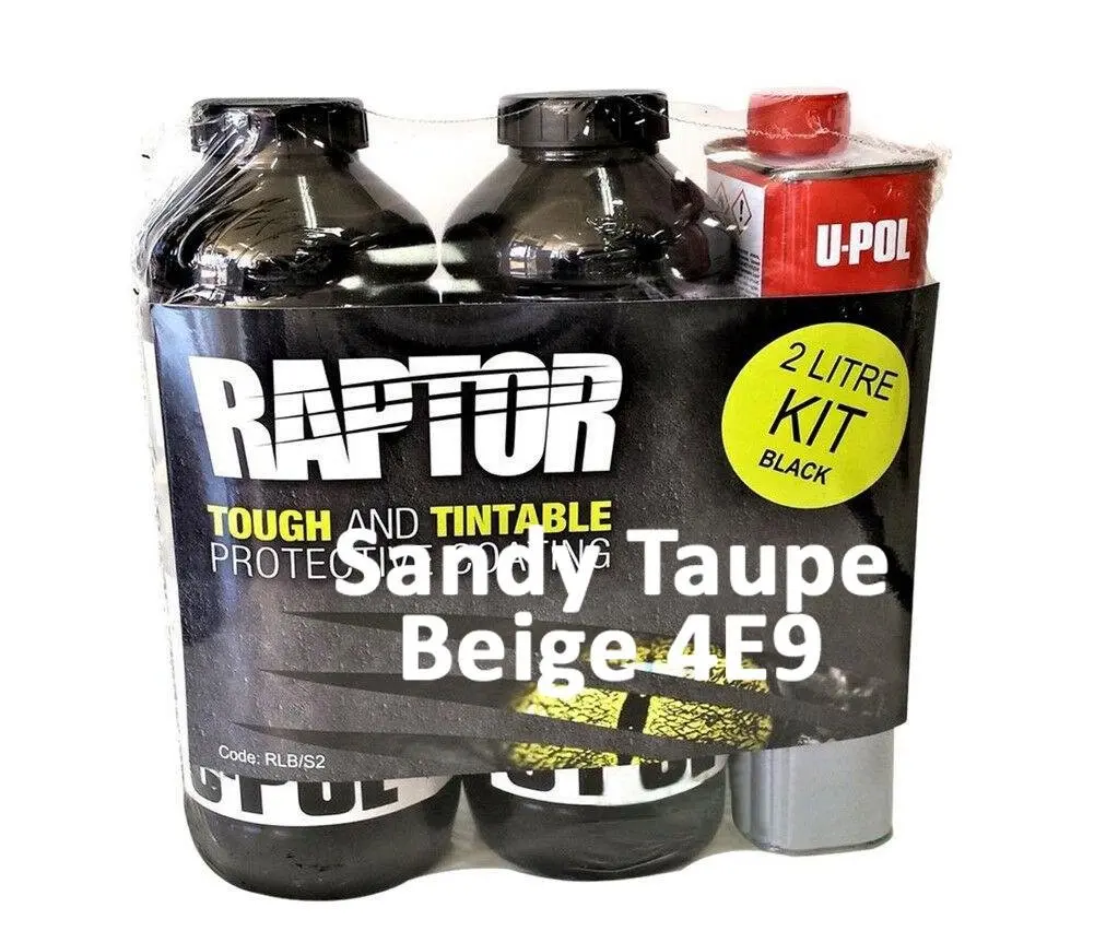 U-Pol Raptor Tintable Sandy Taupe / Beige 4E9 Protective Tub/Bed Liner Kit 2L 1