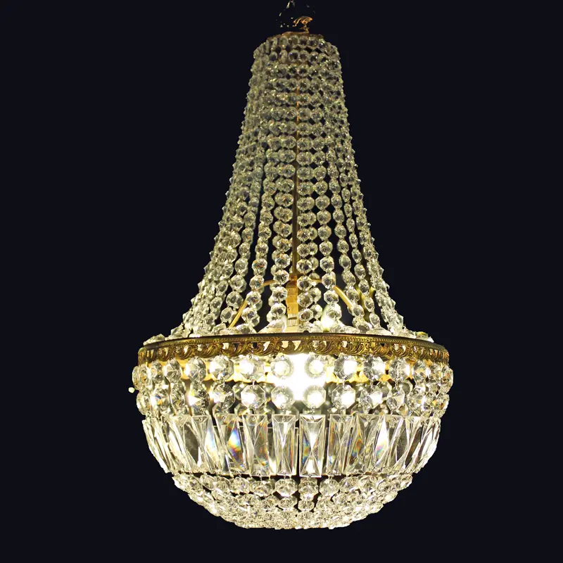 Vintage Brass And Crystal Neoclassical Chandelier - Sold 1