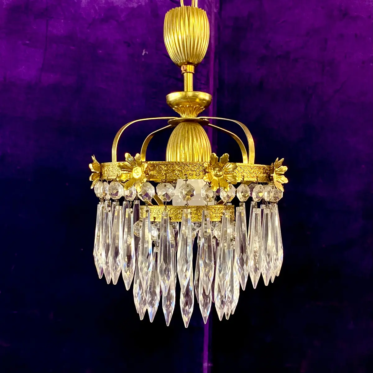 Beautiful Petite Antique Brass Waterfall Chandelier - Sold 1