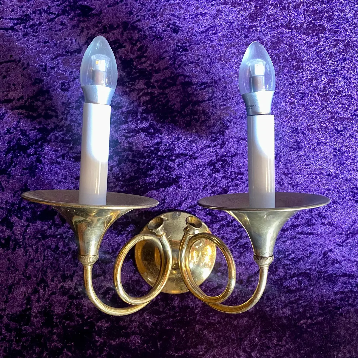Pair Of French Brass Horn Wall Sconces - Sold 1