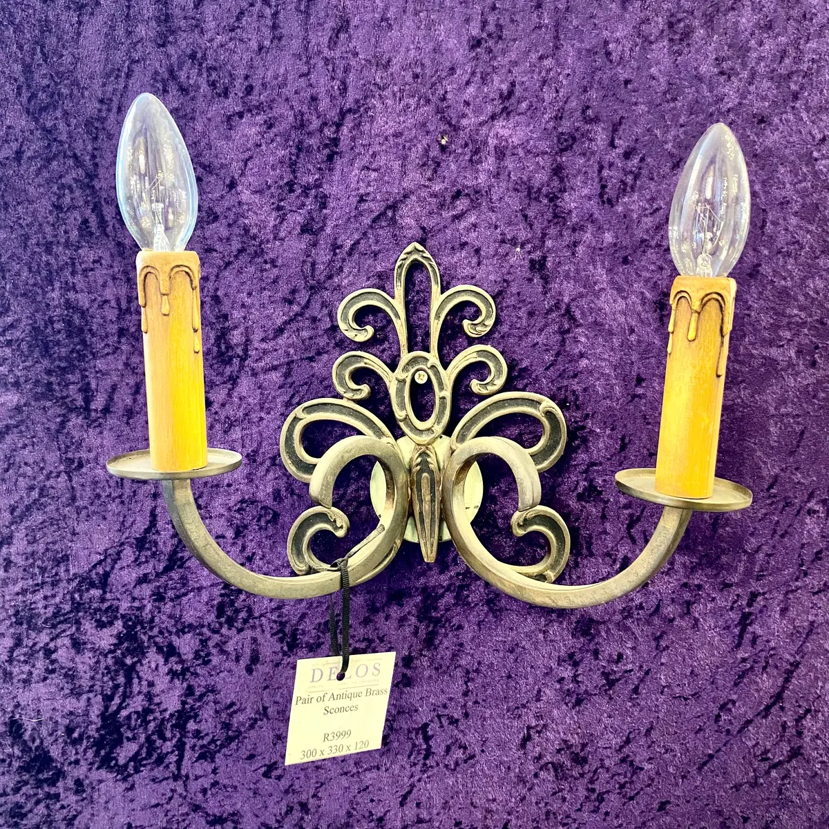 Pair Of Antique Brass Wall Sconces - Sold 1
